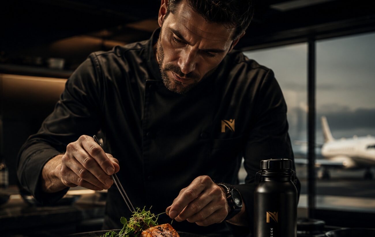 Sports Chef beim Anrichten